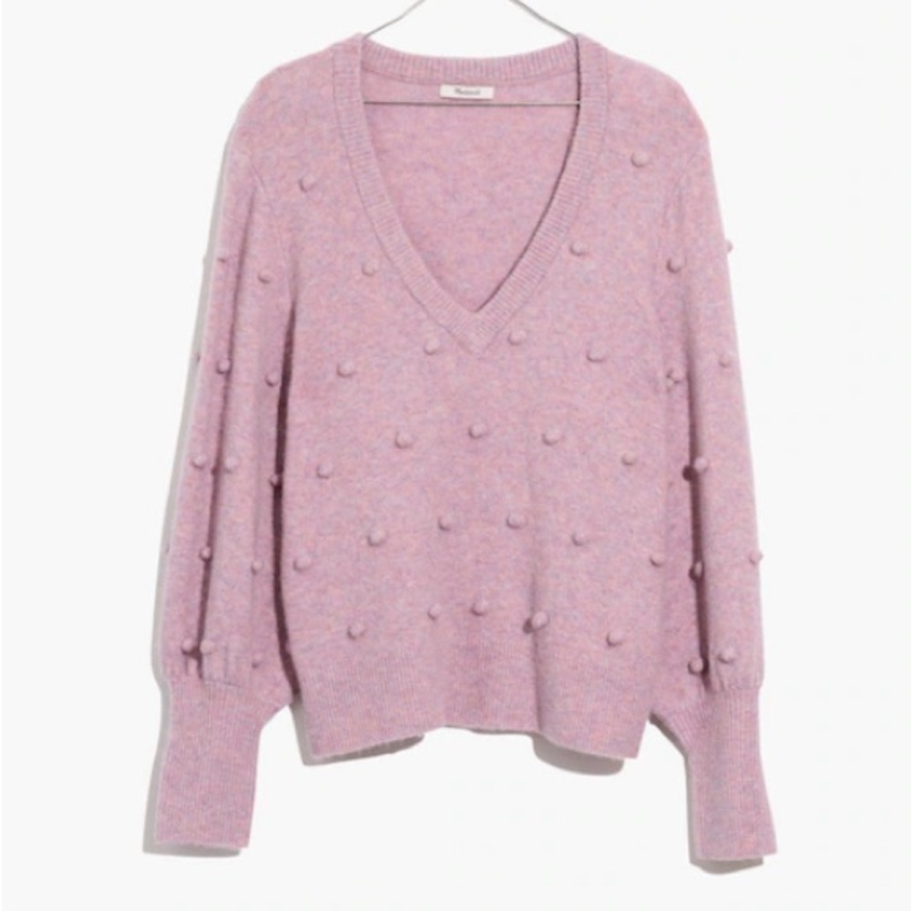 Madewell Bobble Dashwood V-Neck Sweater in Coziest Yarn Medium